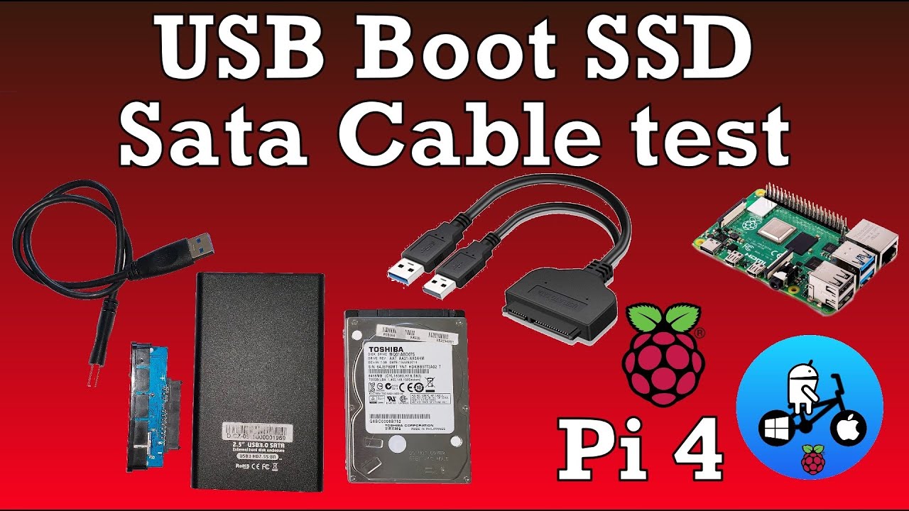 Raspberry Pi 4 USB boot. USB to sata cable test. SSD, HDD Raspberry Pi OS 64bit.