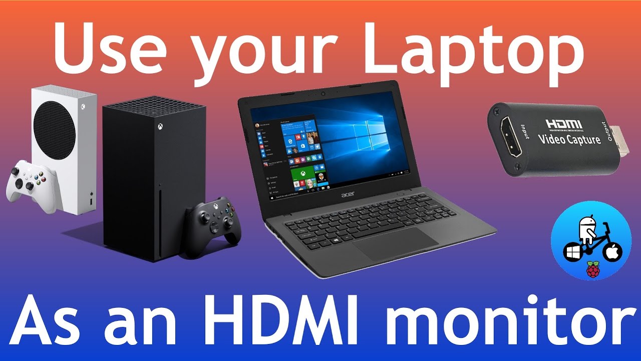 HDMI input. M1 MacBook Air & most Laptops. £9.00 Capture device. Raspberry  Pi 4. 