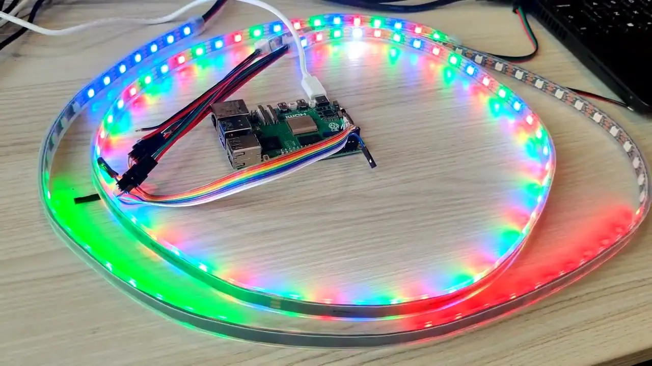 WS2812 LEDs being driven from a Raspberry Pi 5