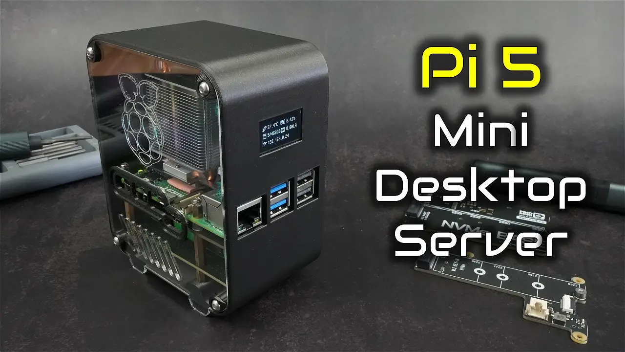 Ultimate Raspberry Pi 5 Desktop Server with UPS, NVMe & Stats Display